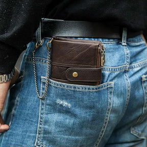 Kingdushi Zipper Imported Leather Wallet