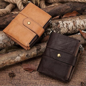 Kingdushi Zipper Imported Leather Wallet