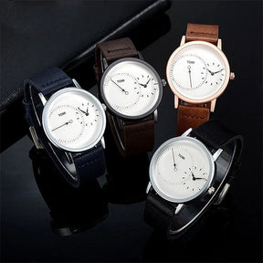 Tomi Dual Time Men Luxury Leather Strap Watch