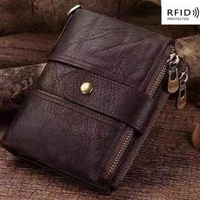 Kingdushi Zipper Imported Leather Wallet